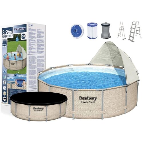 Bestway Bazen Power Steel s ratanom 396*107 cm i nadstre&amp;scaron;nicom Slike