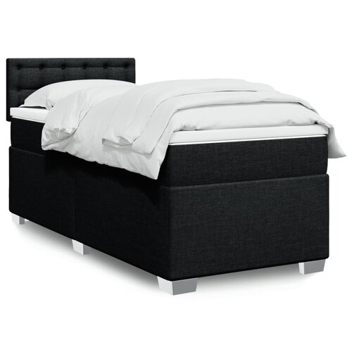 Box spring krevet s madracem crni 90x190 cm od tkanine Cijene