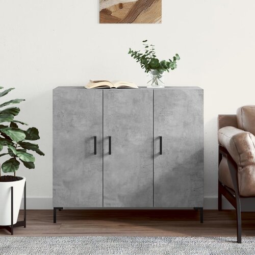 VidaXL Komoda betonsko siva 90x34x80 cm konstruiran les Slike