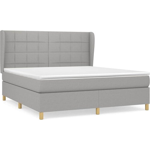 Krevet s oprugama i madracem svjetlosivi 180x200 cm od tkanine Slike