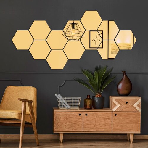Ambiance Set zidnih naljepnica 12 kom 17x20 cm Hexagons Gold - Cijene