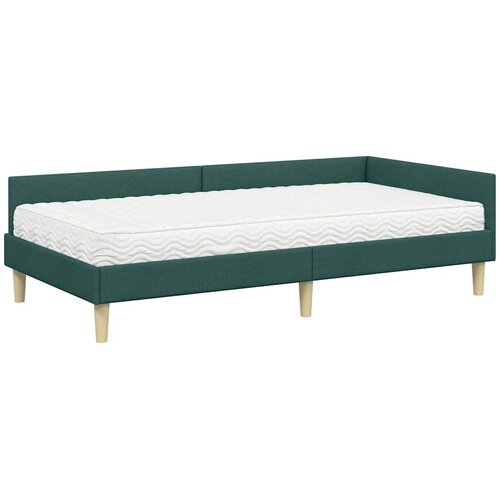  Kutni krevetni okvir s madracem 2 kom. Tamnozelena 100 x 200 cm Slike