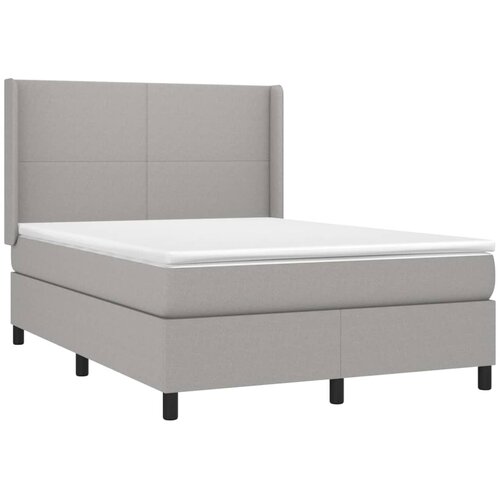  Krevet box spring s madracem LED svjetlosivi 140x200 cm tkanina Slike