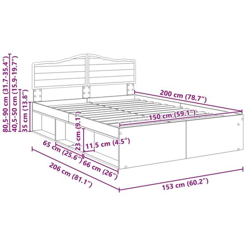  Okvir za krevet s uzglavljem Sonoma hrast 150 x 200 cm Slike