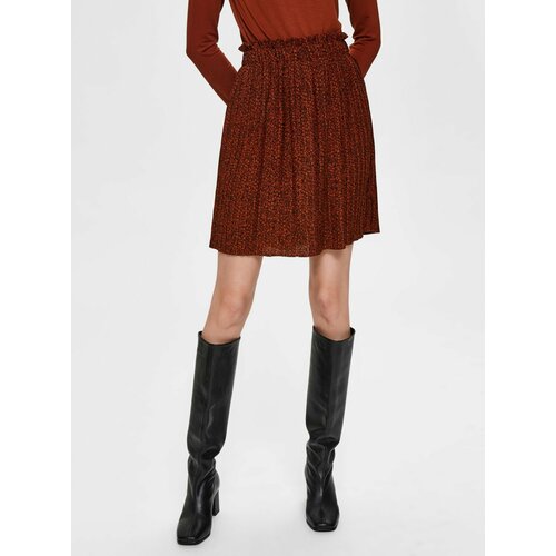 Selected Femme Brown Pleated Skirt Kinsley Cene
