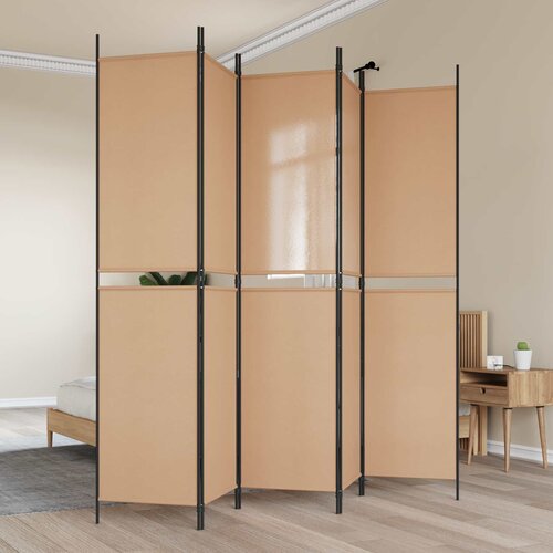  5-podijeljeni pregradni zid Bež 250 x 220 cm Tkanina Cene