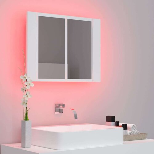 VidaXL LED kopalni&amp;scaron;ka omarica z ogledalom bela 60x12x45 cm Slike