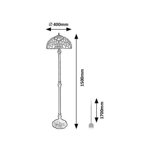  brilagi - tiffany vitražna podna lampa garlan 2xE27/60W/230V Slike