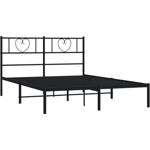 VidaXL Metalni okvir za krevet s uzglavljem crni 120x190 cm Slike