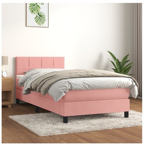  Box spring postelja z vzmetnico roza 100x200 cm žamet Cene