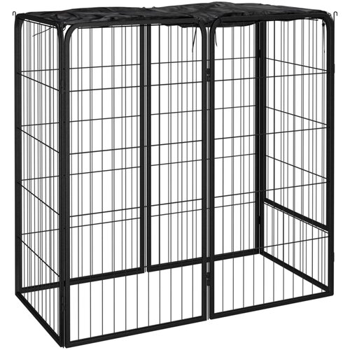  Ograda za pse sa 6 panela crna 50 x 100 cm čelik obložen prahom Cijene