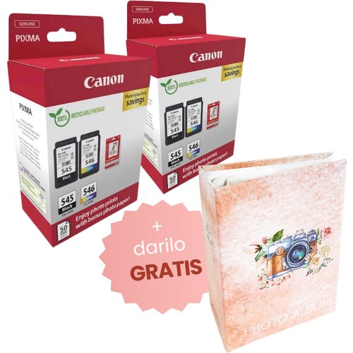 Canon Komplet kartuš PG-545 (črna) + CL-546 (barvna), original + foto papir, 2 kosa + DARILO GRATIS Cene