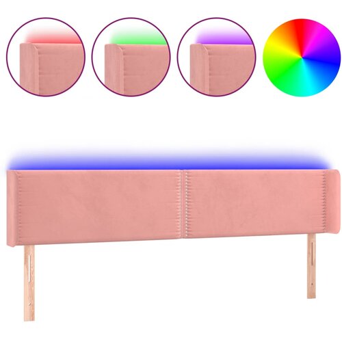 Maison Chic led posteljno vzglavje - vzglavna omarica - nočna omarica roza 163x16x78/88 cm žamet, (21711495) Slike