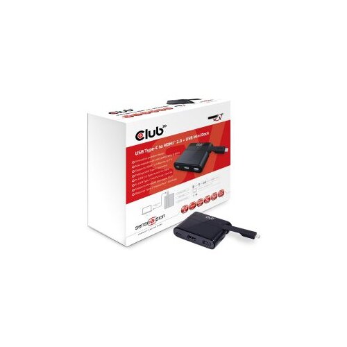 Mini docking station Club 3D USB TYPE C 3.1 GEN 1 TO HDMI 4K60HZ + USB TYPE A 2.0 + USB TYPE C CHARGING 60W DOCKING STATION CSV-1534 Slike