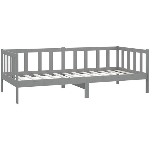  Dnevni ležaj s madracem 90 x 200 cm sivi od masivne borovine Slike