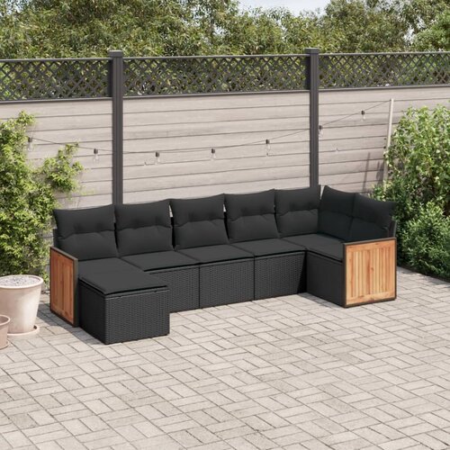 vidaXL 7-dijelni set vrtnih sofa od poliratana s jastucima crni Cijene