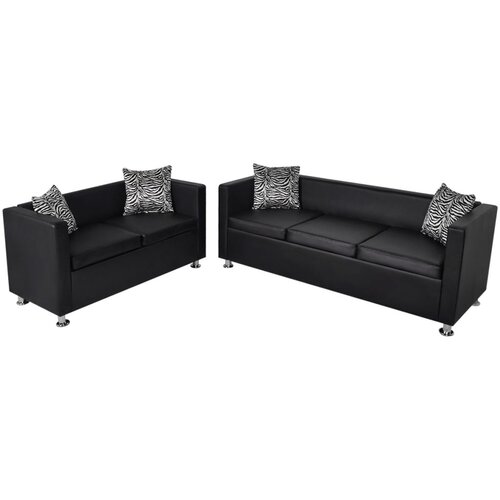 vidaXL set trosjeda i dvosjeda od umjetne kože crni Cijene