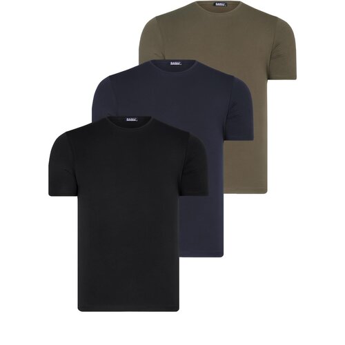 Dewberry TRIPLE SET T8569 BIKE COLLAR MENS T-SHIRT-BLACK-NAVY BLUE-KHAKI Slike