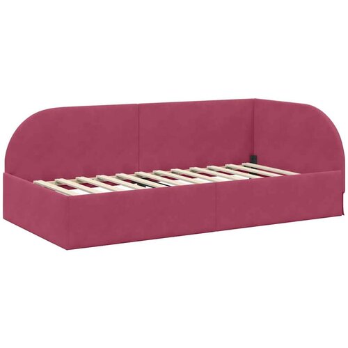 VidaXL Kutni okvir kreveta Vinska crvena 90 cm x 190 cm tkanina Slike
