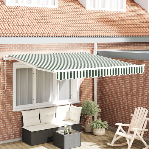 vidaXL avtomatska retraktibilna tenda Zelena in bela 350x250 cm, nadomestna tkanina za tendo 3.5x2.5 m Zelena in bela Cene