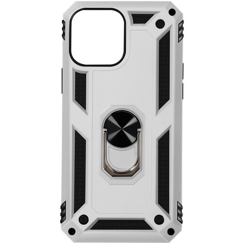 AVIZAR Trden ovitek iz dveh materialov za iPhone 13 Mini s podpornim obrocem - srebrn, (20718061) Cene