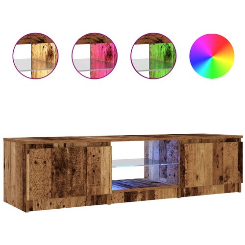 Maison Chic TV omarica - TV stojalo - Televizijska omarica z LED starinski les 140x40x35,5 cm inženirski les, (21699730) Slike