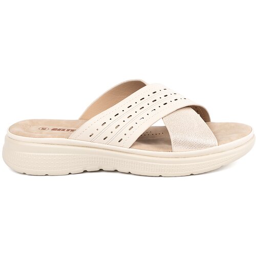 Shelvt Light beige platform flip-flops Cene