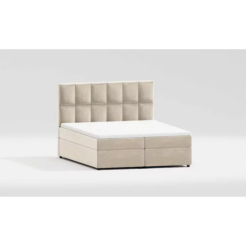 Ropez Bela/kremno bela oblazinjena zakonska postelja s prostorom za shranjevanje 180x200 cm Flip –
