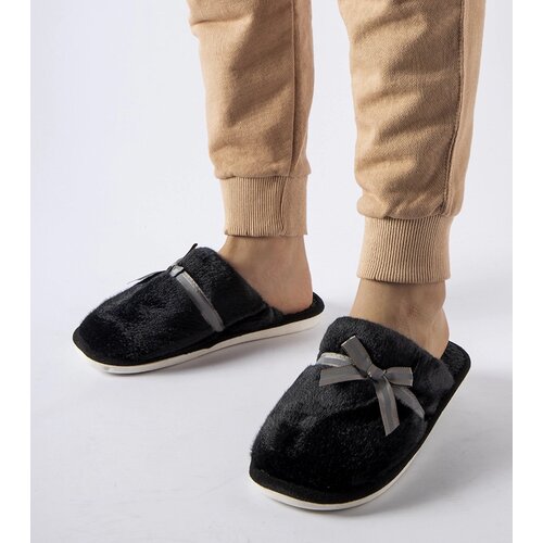 Gemre Black warm slippers with a bow Antonino Slike