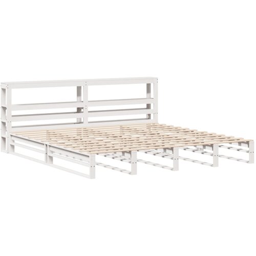 vidaXL Posteljni okvir z vzglavjem bel 200x200 cm trdna borovina, (21321722) Cene