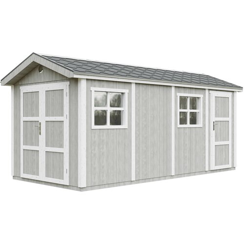 Timbela Vrtna hi&amp;scaron;ica vrhunske kakovosti 11,47 m&amp;sup2; - V252x250x530 cm - s tlemi in bitumenskimi plo&amp;scaron;čicami - M915C-TUNDRA GREY, (5000117178) Slike