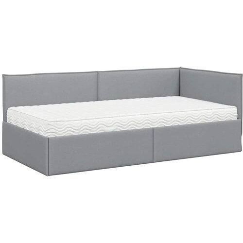  Kutni krevetni okvir s madracem 2 kom. Svijetlo siva Svjetlosiva 100 x 200 cm Slike