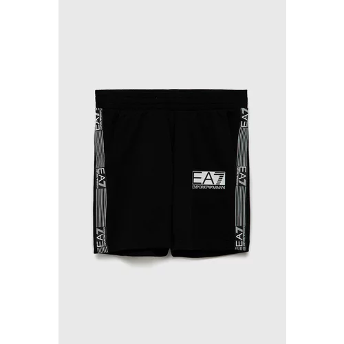 Ea7 Emporio Armani Dječje pamučne kratke hlače boja: crna, podesiv struk