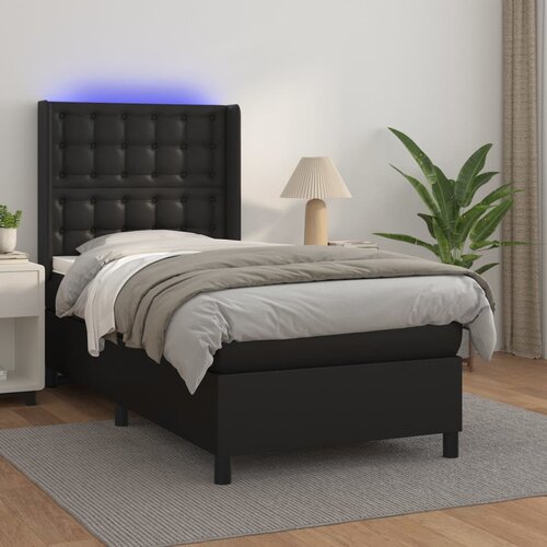  box spring s madracem LED crni 90x190 cm od umjetne kože Cijene