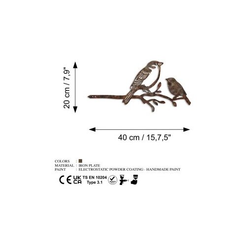 Wallxpert Dekorativna figura Bird On The Branch 02, 40x20 cm, 1.5 mm Slike