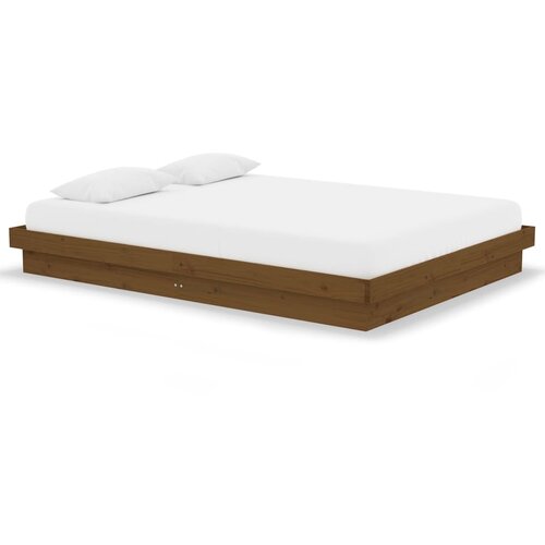  Okvir za krevet masivno drvo boja meda 135 x 190 cm bračni Slike