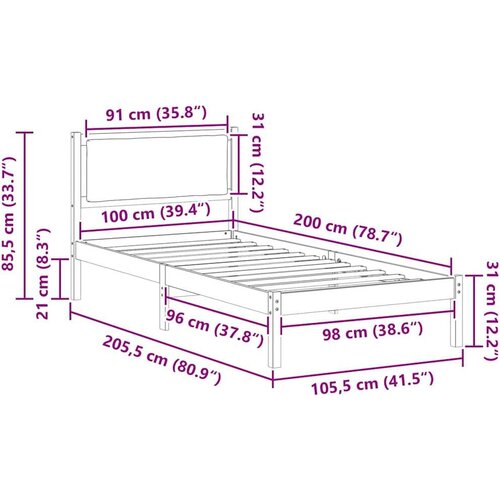  Okvir za krevet s uzglavljem Svijetlo siva 100 x 200 cm Slike