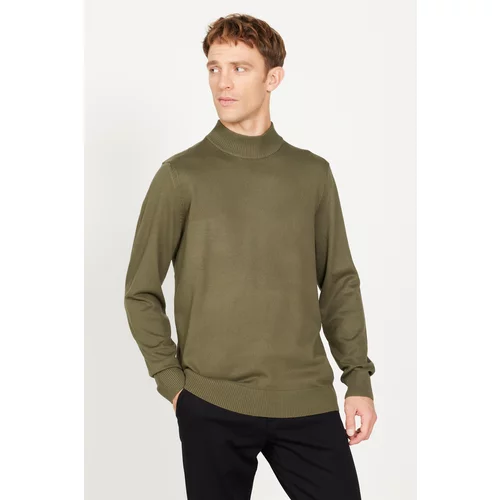 ALTINYILDIZ CLASSICS Men's Khaki Standard Fit Normal Cut Half Turtleneck Knitwear Sweater