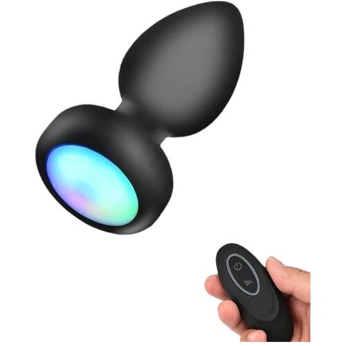 Mrow svetleč, radijsko voden, baterijski analni vibrator (črn) Slike