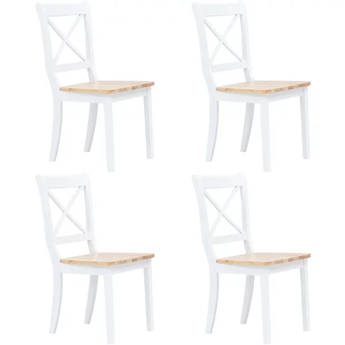 vidaXL Jedilni stoli 4 kosi bel in svetel les trdni kavčukovec