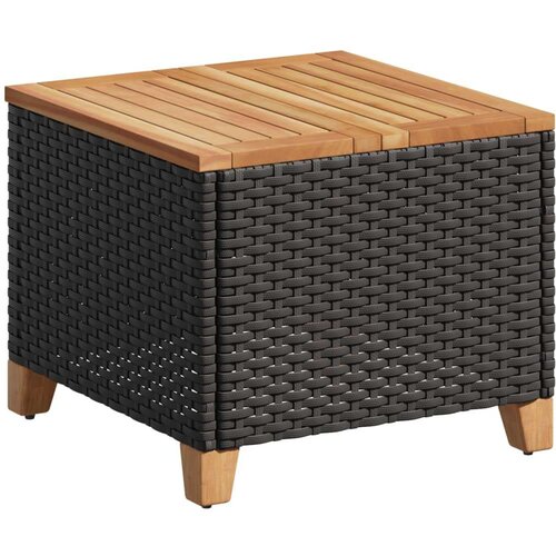 VidaXL vrtni stol crni 45 x 45 x 37 cm od poliratana i bagremovog drva Slike