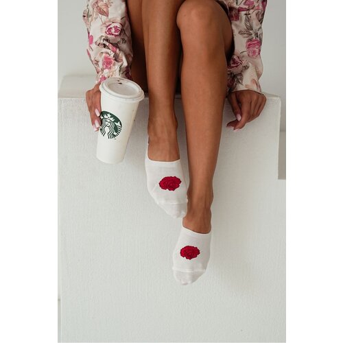 Milena Women's Cotton Micro Socks Pink Ecru Cene