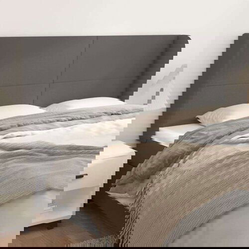  Vzglavje z u&amp;scaron;esi sivo 163x23x118/128 cm umetno usnje, (20932693) Slike