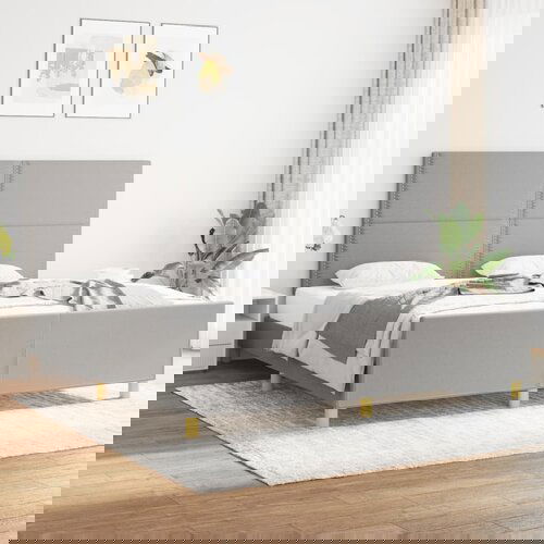  The Living Store Posteljni okvir z vzglavjem svetlo siv 180x200 cm blago - Posteljni Okvir Z Vzglavjem, (21448914) Slike