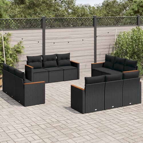  12-dijelni set vrtnih sofa od poliratana s jastucima crni Cijene