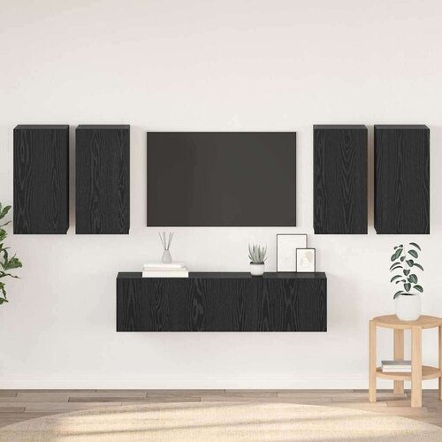 vidaXL Komplet TV omaric s polico 6 pcs Črni hrast 60 x 30 x 30 cm Cene