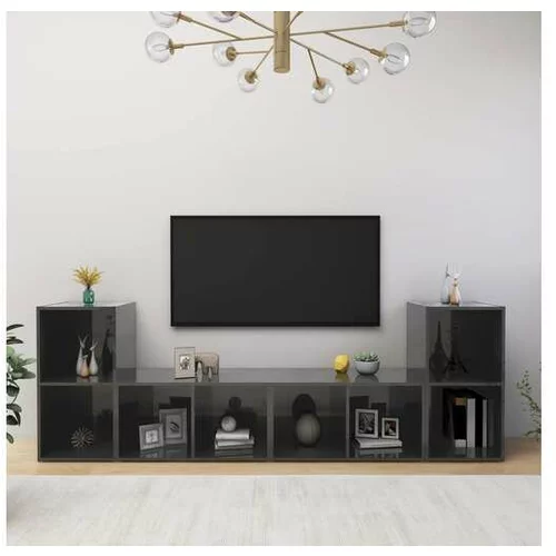  TV omarice 4 kosi visok sijaj sive 72x35x36,5 cm iverna plošča