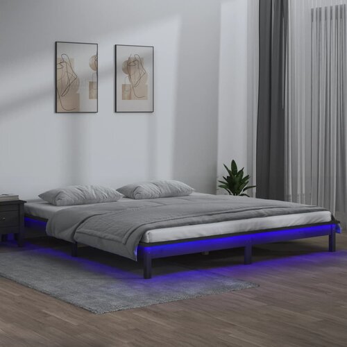  Okvir za krevet sivi 120 x 200 cm od masivnog drva Slike