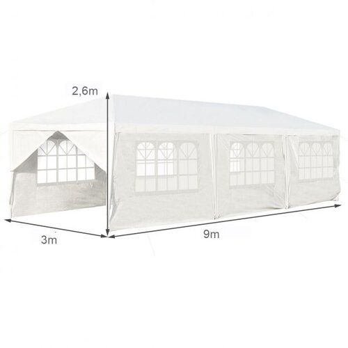  Vrtni paviljon 3x9m, &amp;scaron;otor za zabave, poročni &amp;scaron;otor, UV za&amp;scaron;čitni &amp;scaron;otor - bel Slike