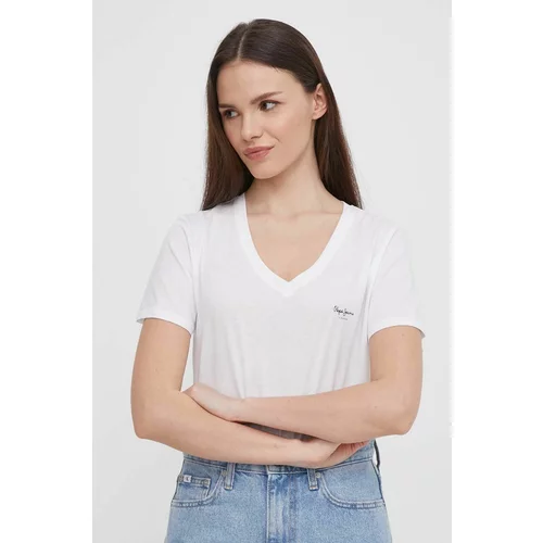 PepeJeans Bombažna kratka majica ženski, bela barva